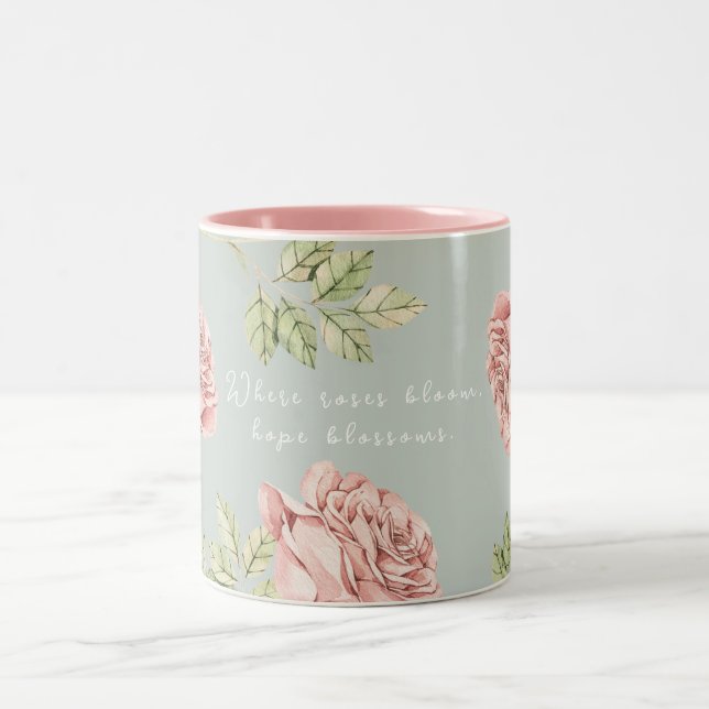 Personalised mug with a rose motif (Center)