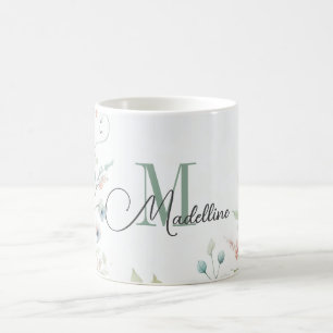 Personalised Mug with Wild Flowers & Green Plants