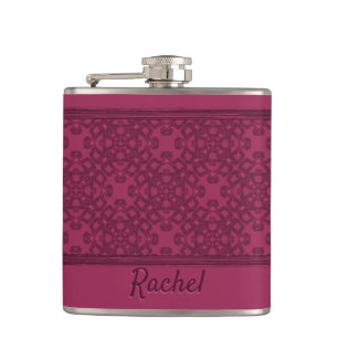 Personalised mulberry pattern hip flask