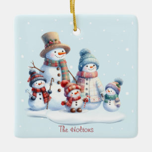 Personalised multi child Snowman Family Ornament