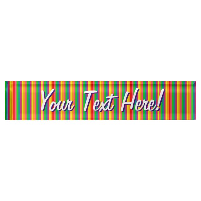 Personalised Multi Colour Rainbow Vertical Stripes Nameplate (Front)