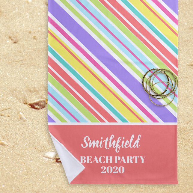 Personalised Multi-coloured Stripes Beach Towel (Creator Uploaded)
