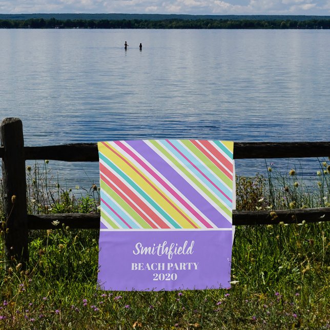 Personalised Multi-coloured Stripes Beach Towel (Creator Uploaded)