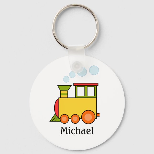 Personalised Multi Coloured Train Key Ring (Front)