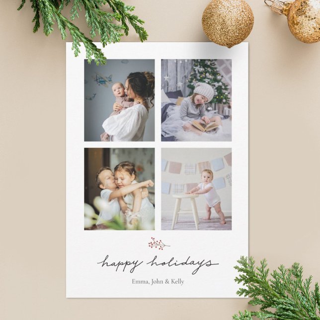 Personalised Multi Photo Collage Family Christmas Holiday Card (Creator Uploaded)