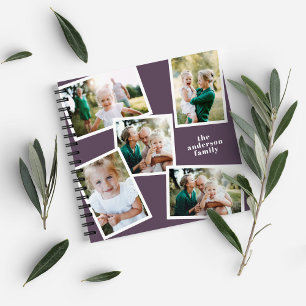 Personalised multi photo purple elegant modern notebook