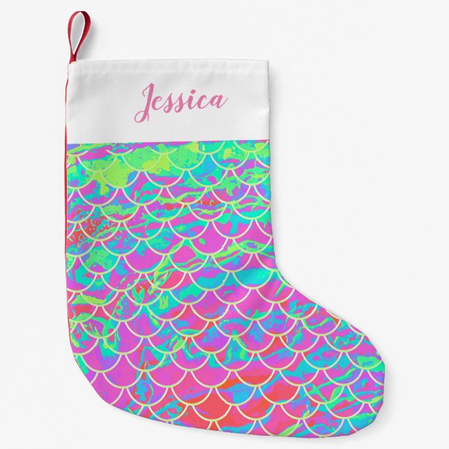 Personalised Multi-Pink Mermaid Scale Stocking (Front)