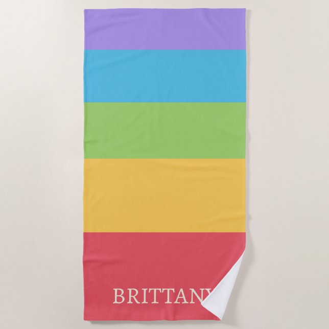 Personalised Multicolor 5 Colour Blocking Beach Towel (Front)