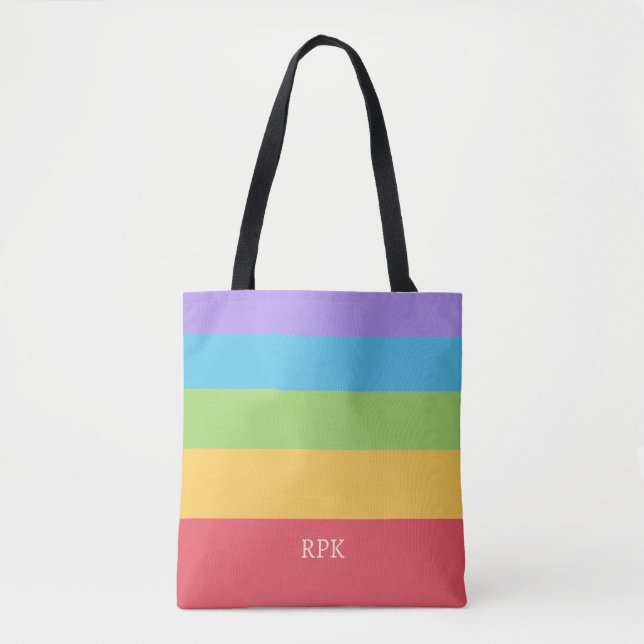 Personalised Multicolor 5 Stripes Tote Bag (Front)