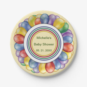 Personalised Multicolor Balloon Shapes Round Paper Plate