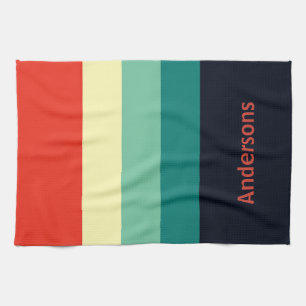 Personalised Multicolor Blue Aqua Green Yellow Red Tea Towel