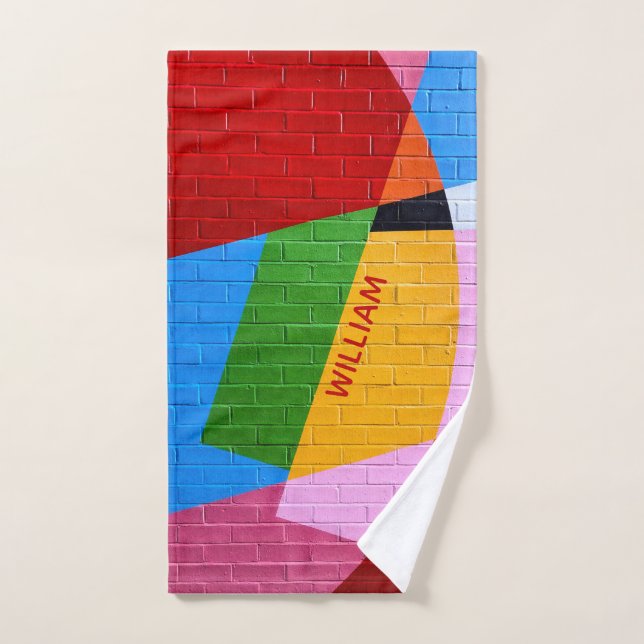 Personalised Multicolor Colours & Shapes Hand Towel (Hand Towel)