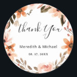 Personalised Multicolor Floral Wreath Classic Round Sticker<br><div class="desc">Personalised Multicolor Floral Wreath Classic Round Sticker</div>