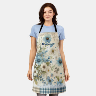 Personalised Multicolor Flowes & Chequerboard Apron