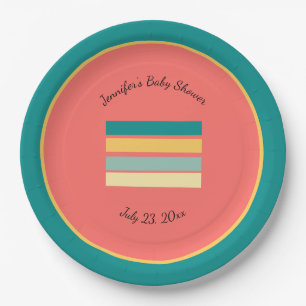 Personalised Multicolor Let's Get Beachy Paper Plate