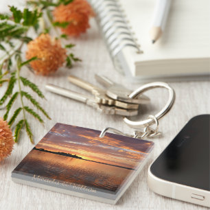 Personalised Multicolor Mountain Ocean View Key Ring