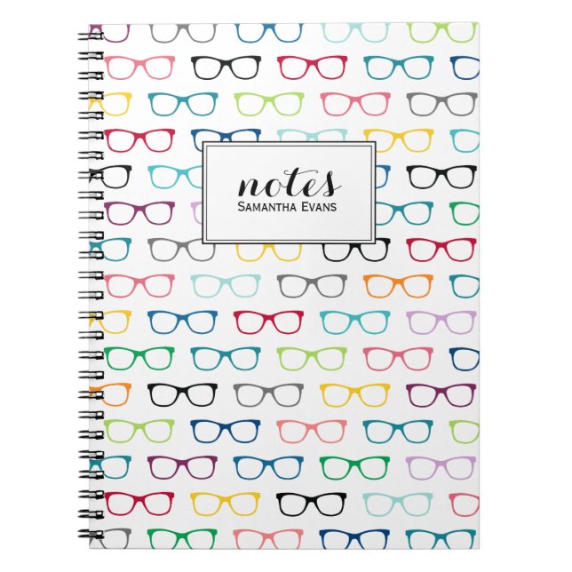 Personalised Multicolor Nerd Glasses Pattern Notebook (Front)