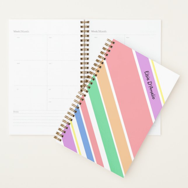 Personalised Multicolor Pastel Striped Planner (Display)