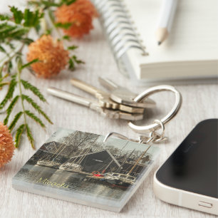 Personalised Multicolor Sailboats Key Ring