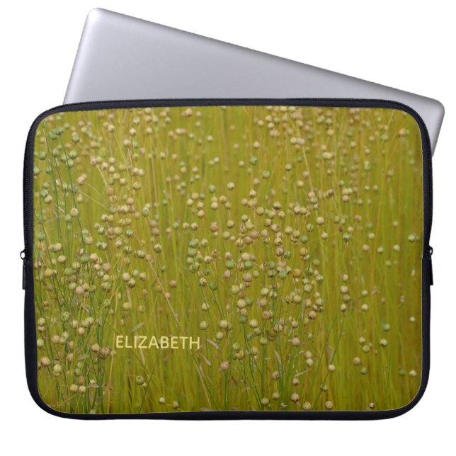 Personalised Multicolored Green Florals Laptop Sleeve (Front)