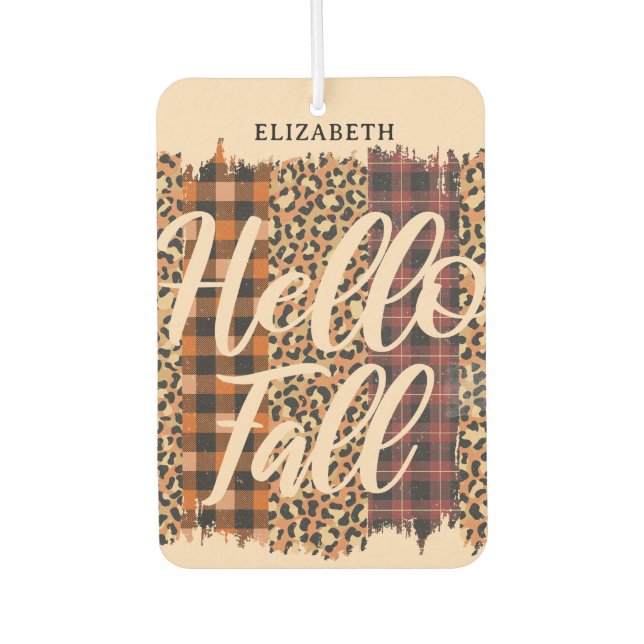 Personalised Multicolored Hello Fall Car Air Freshener (Front)