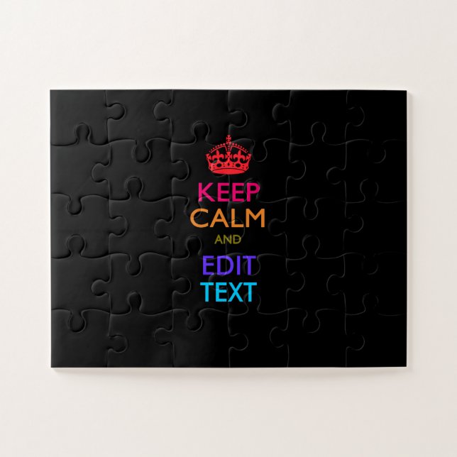 Personalised Multicolored KEEP CALM AND Edit Text Jigsaw Puzzle (Horizontal)