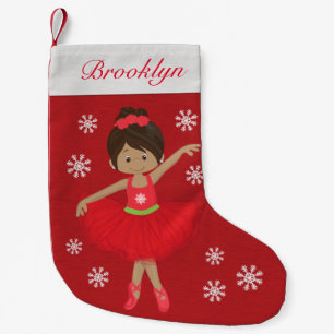 Personalised Multicultural Christmas Ballerina Small Christmas Stocking