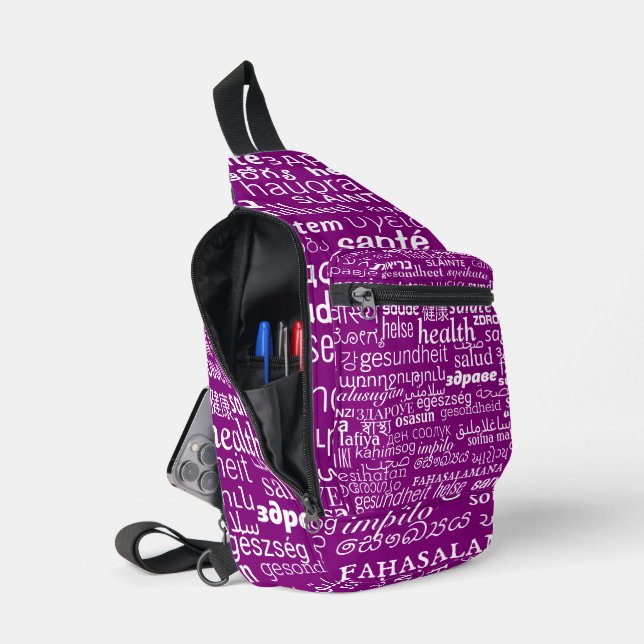 Personalised Multilingual Health Text Your Colours Sling Bag (Open)