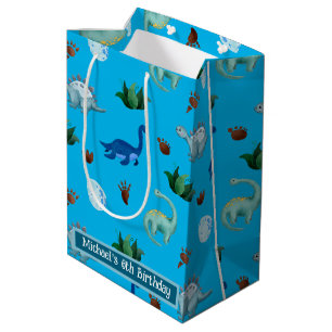 Personalised Multiple Dino Species in Turquoise Medium Gift Bag