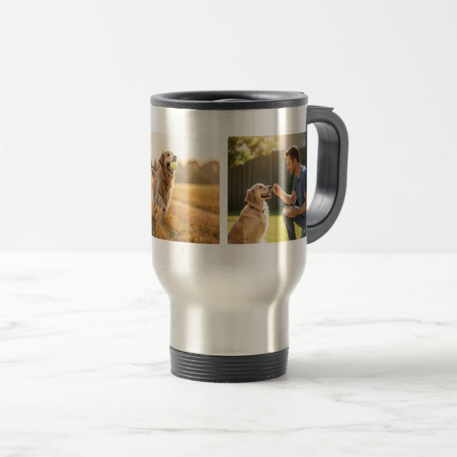 Personalised Multiple Pet Photo Travel Mug (Front Right)