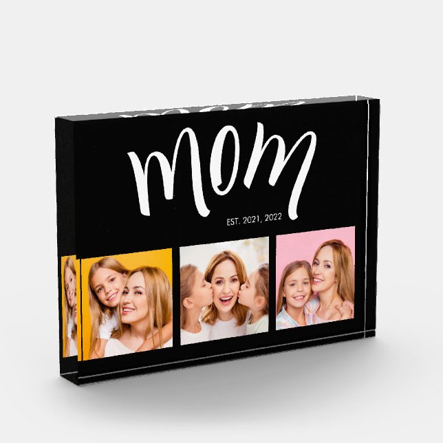 Personalised Mum 3 Photo Collage Acrylic  Block (Left)