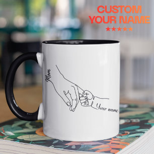 Personalised Mum and Child Line Art Mug