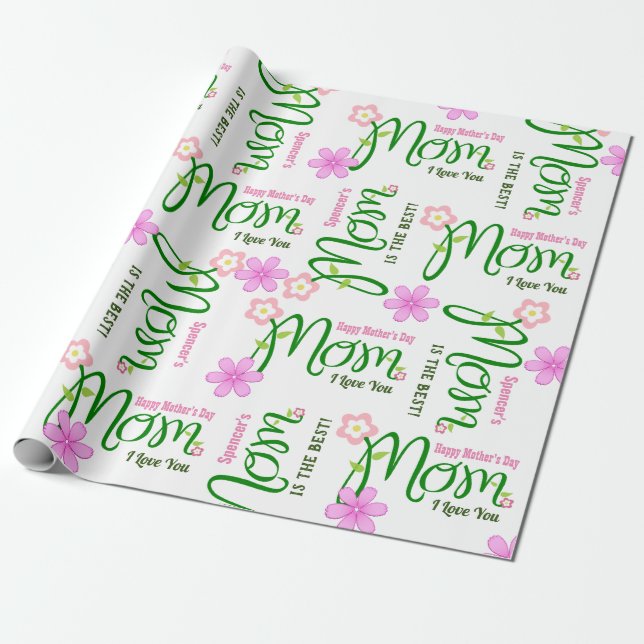 Personalised "Mum" Birthday or Mother's Day Wrapping Paper (Unrolled)