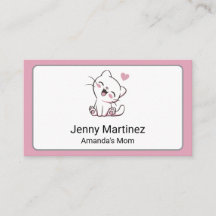 Personalised Mum Contact Card with Cute White Cat 
