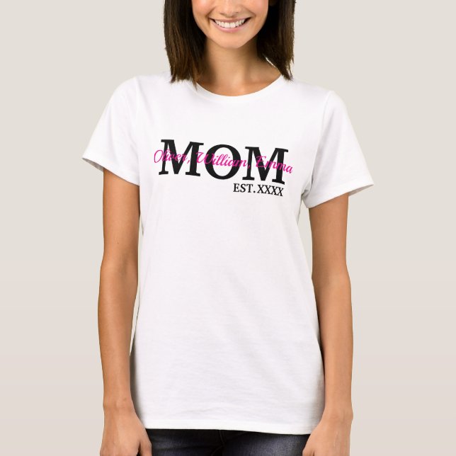 Personalised Mum & Custom Children Names T-Shirt (Front)