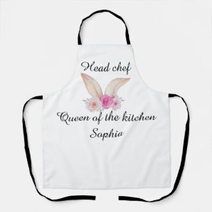 Personalised mum easter bunny headachef apron
