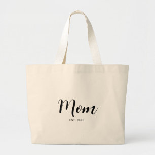 Personalised Mum Est Date Modern Text Style Large Tote Bag