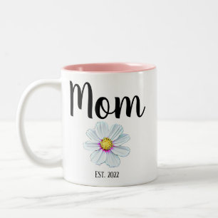 Personalised Mum Est. Flower Two-Tone Coffee Mug