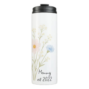 Personalised Mum Est. Thermal Tumbler with flowers