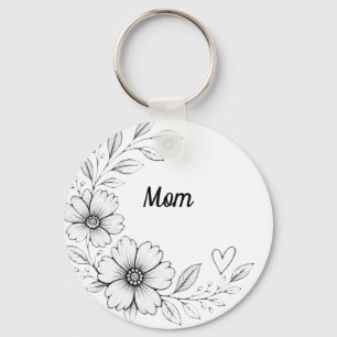 Personalised Mum Floral Charm Keychain