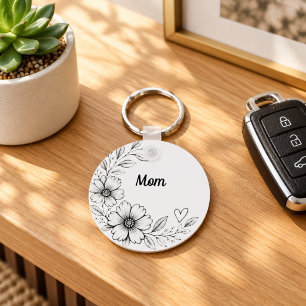 Personalised Mum Floral Charm Keychain