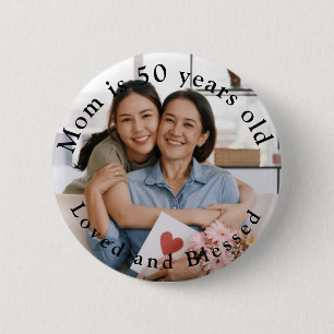 Personalised mum happy birthday blessed 6 cm round badge