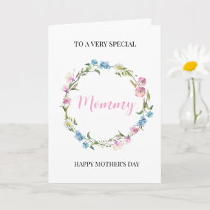 Personalised Mum Mother's Day Floral Wreath Card