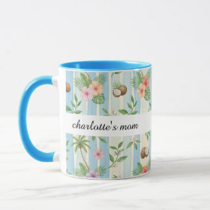 Personalised Mum Mug Tropical Floral Custom Name C