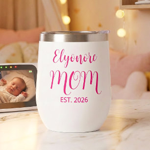 Personalised Mum Name Established Pink Script 