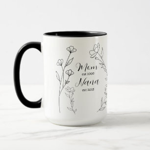 Personalised Mum Nana est year wildflower Mug
