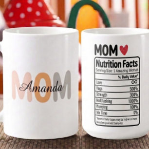 Personalised Mum Nutrition Facts Name & Traits Coffee Mug
