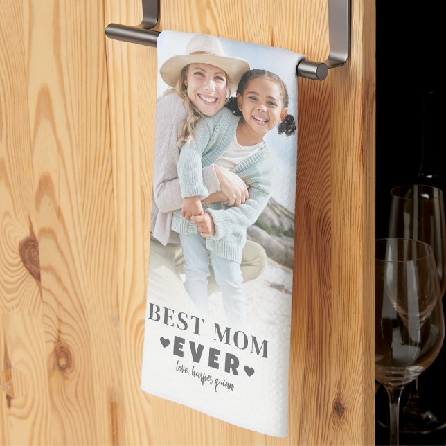 Personalised Mum Photo Collage Tea Towel (Personalized Mom Photo Collage kitchen towel)