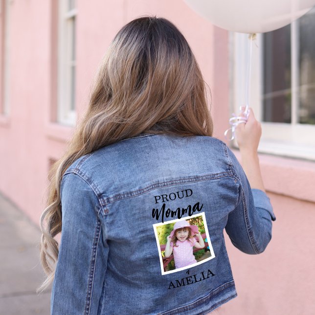Personalised Mum Photo Denim Jacket (Proud momma add your child's picture denim jacket)