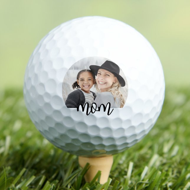 Personalised Mum Photo Golf Balls (Black White Mom Photo Golf Balls )